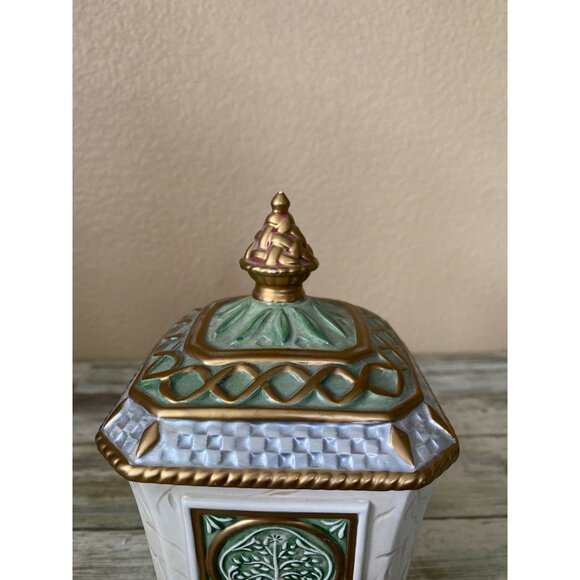 Fitz & Floyd Gregorian Classics Potpourri Jar w/ Lid Gold Trim Early 2000s Decor - Picture 3 of 13